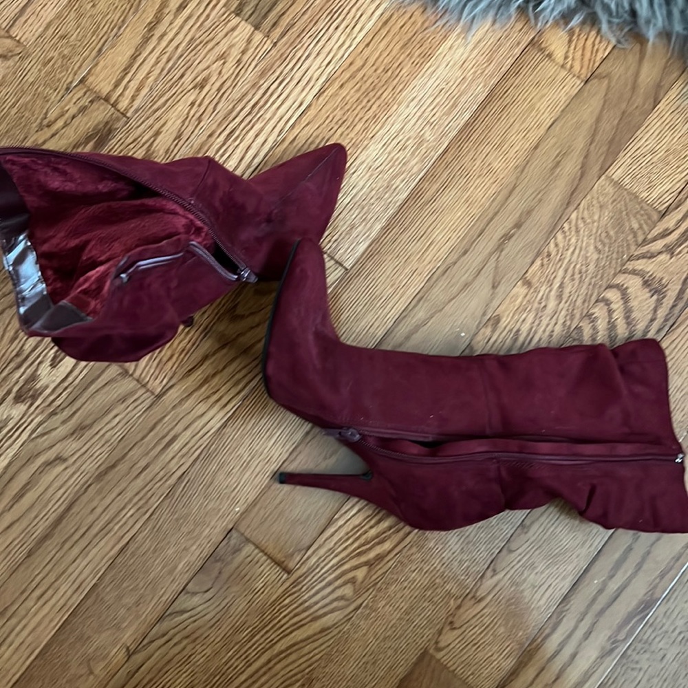 Burgundy booties
